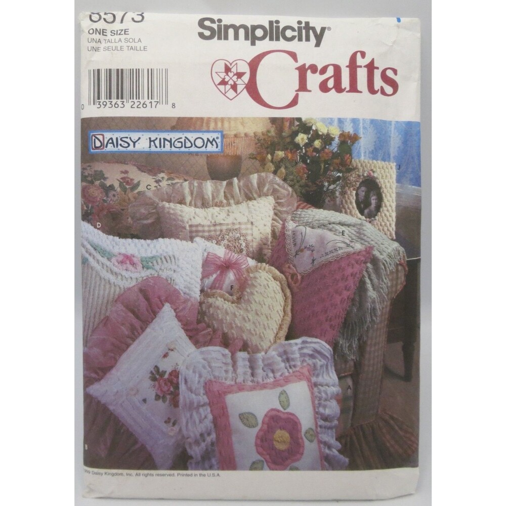 Simplicity Crafts 8573 Pillows Frames ONE SIZE 1999 Daisy Kingdom Decor